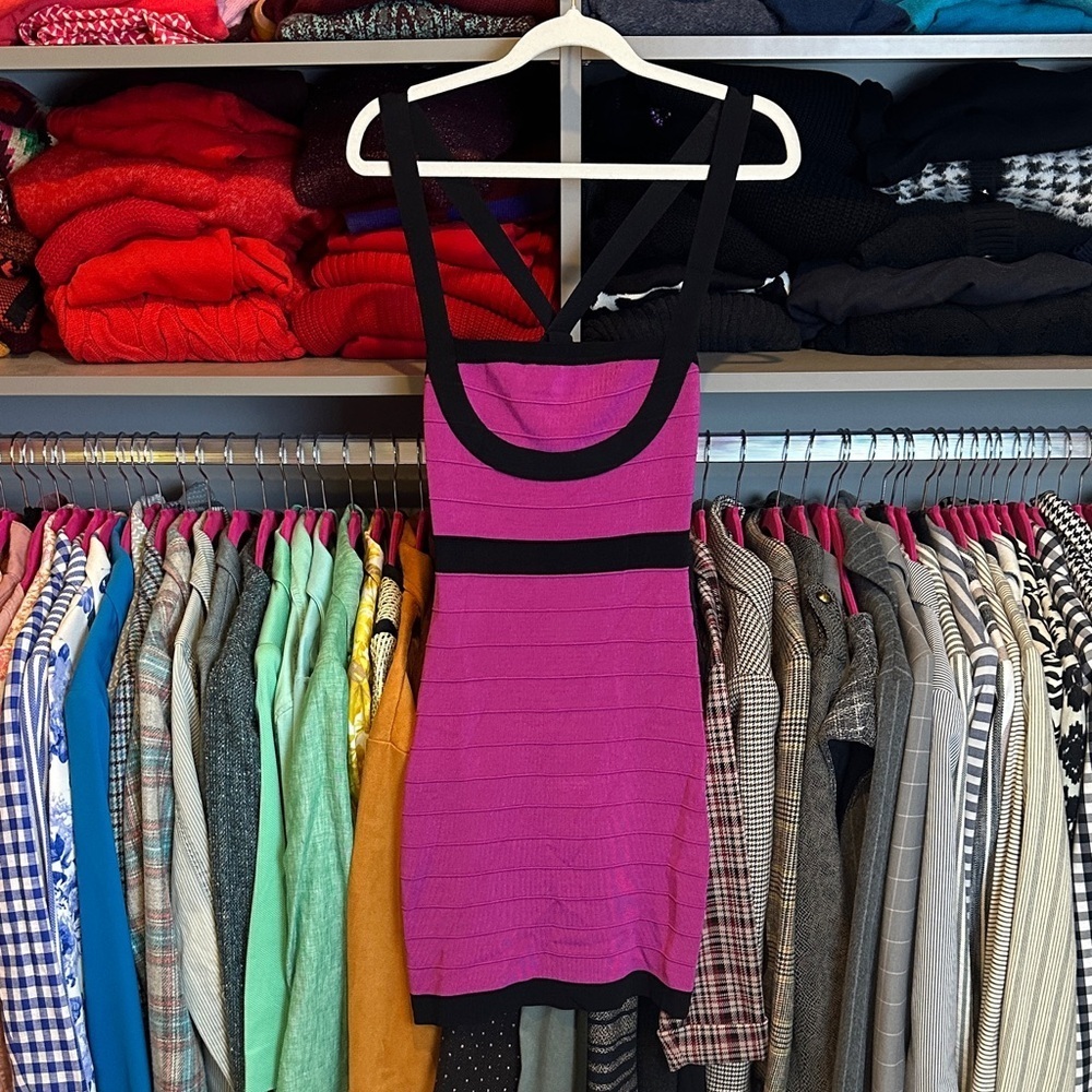 Bebe magenta/black sleeveless bandage body con dress size XS